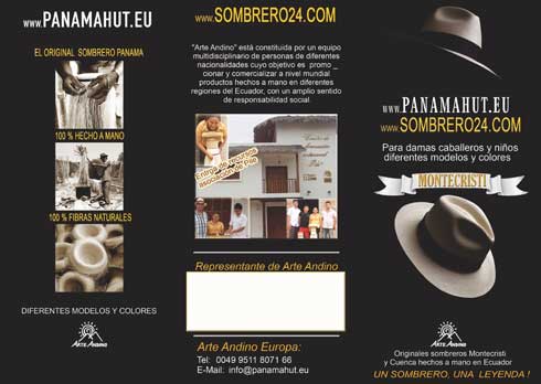 Un folleto con un sombrero y una imagen de un hombre que lleva un sombrero.
