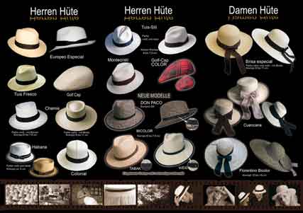 Un cartel que muestra diferentes tipos de sombreros.