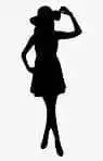 Die Silhouette einer Frau mit Hut.