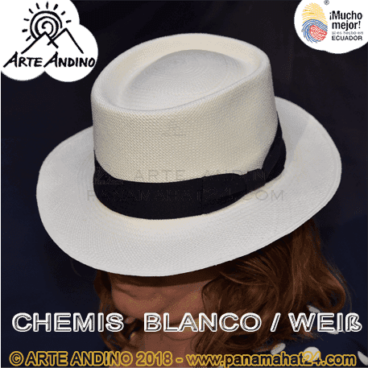 Ein weißer Hut mit der Aufschrift chemis blanco / web.