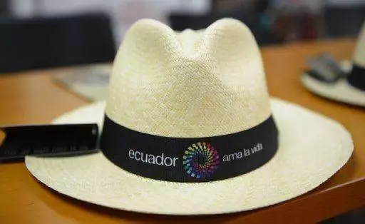 Two original Panama hats with the word Ecuador on them.