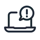 Ein Symbol eines Laptops mit einer Sprechblase darauf.