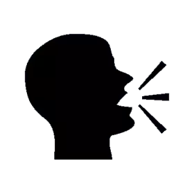 Die Silhouette eines Kopfes mit offenem Mund.
