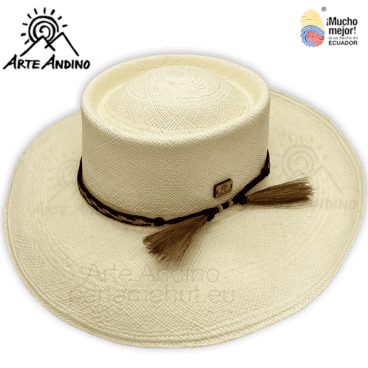 Ein weißer Strohhut mit Quaste.